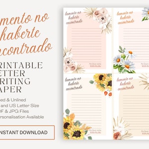 Spanish, Return Visit Notes | JW Letter Writing Paper | Jehovah's Witnesses | JW Printable | Letterheads | Pioneers | Sunflowers Print
