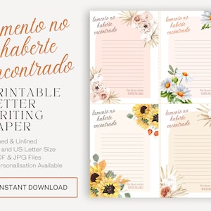 Spanish, Return Visit Notes | JW Letter Writing Paper | Jehovah's Witnesses | JW Printable | Letterheads | Pioneers | Sunflowers Print