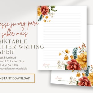 Visite jw.org, Papel para escribir cartas de los testigos de Jehová en portugués, membretes, flores en holandés
