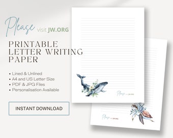 Visit jw.org, JW Letter Writing | Jehovah's Witnesses | Letterheads | Ocean Fauna Flora