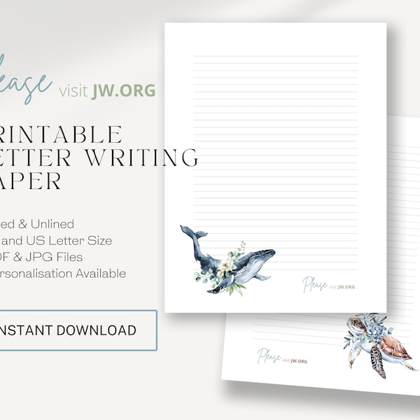 Visit jw.org, JW Letter Writing | Jehovah's Witnesses | Letterheads | Ocean Fauna Flora