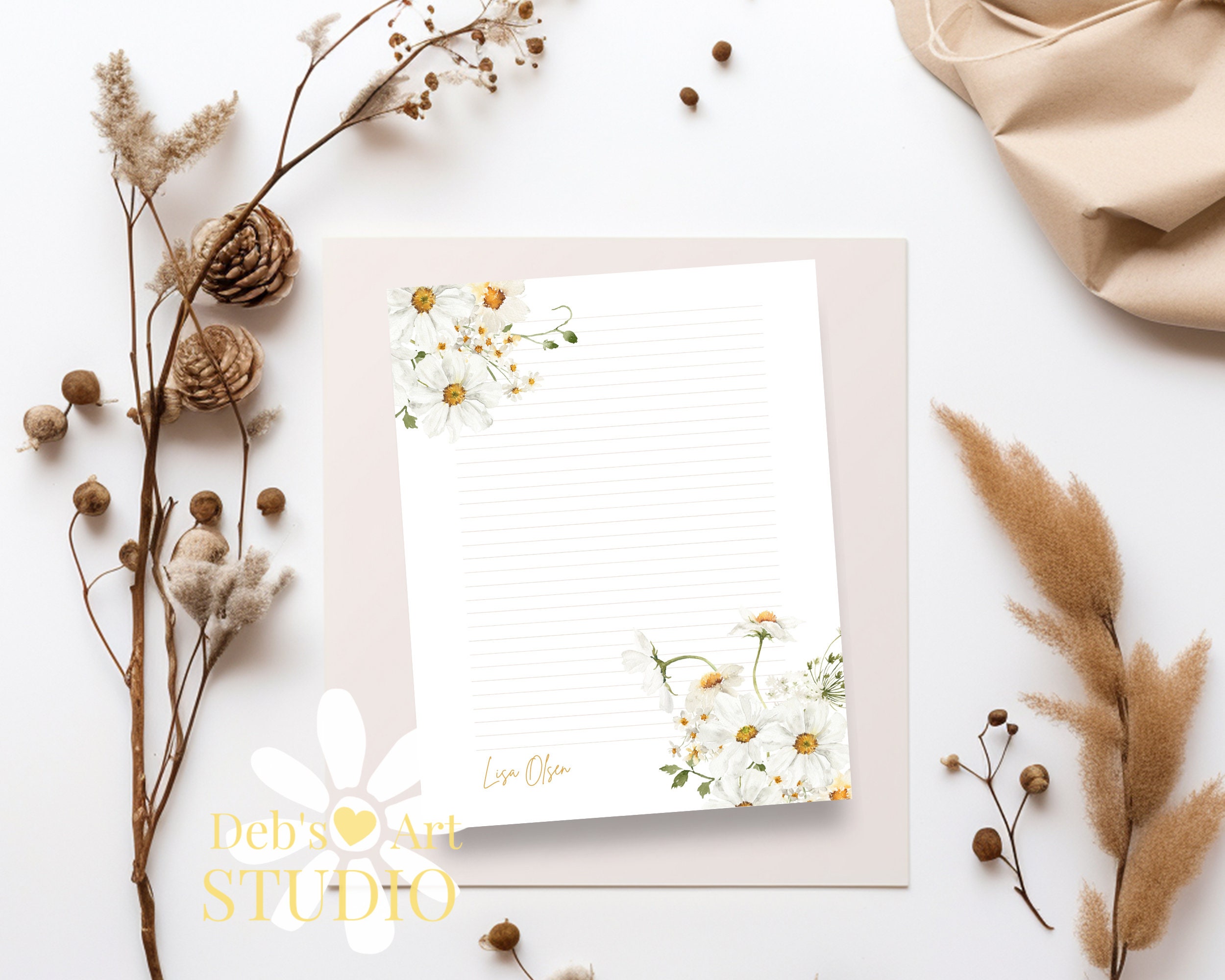Daisy Stationery: Personalized Letter Writing Paper (digital Download ...