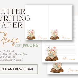 Visite jw.org, Escritura de cartas JW / Testigos de Jehová / Membretes / Biblia, Flores de durazno