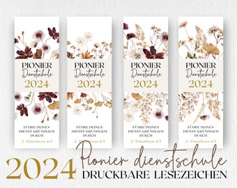 JW Lesezeichen | Deutsch | Pioniergeschenke | Pionierdienst Schule 2024 | JW Geschenke | Boho Wildblumen Print