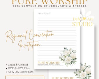 Pure Worship Convention, JW Letter Writing Jehovah's Witnesses JW Convention 2025 | White Floral Prints