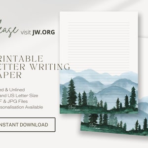 Visite jw.org, Escritura de cartas de JW / Testigos de Jehová / Membretes / Pinos