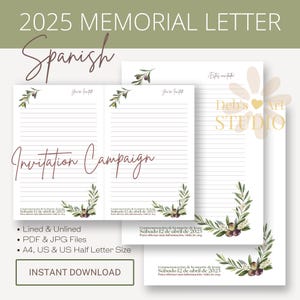 Invitación conmemorativa 2025 / Lucas 22:19 / Juan 3:16 / Español Carta de los testigos de Jehová Rama de Olivo para imprimir