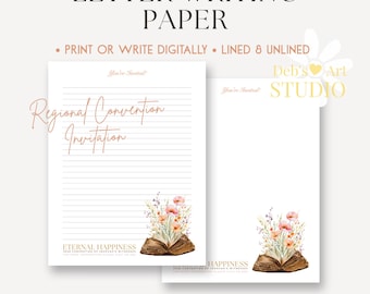 JW Convention 2026 Letter Writing Paper: Bible & Peach Flowers (Digital Download)