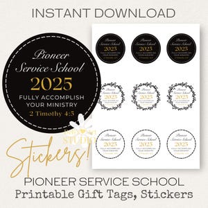 Étiquette cadeau Pioneer, autocollants 2025 Pioneer School Gifts JW couronne en or noir JW Pioneer Stickers