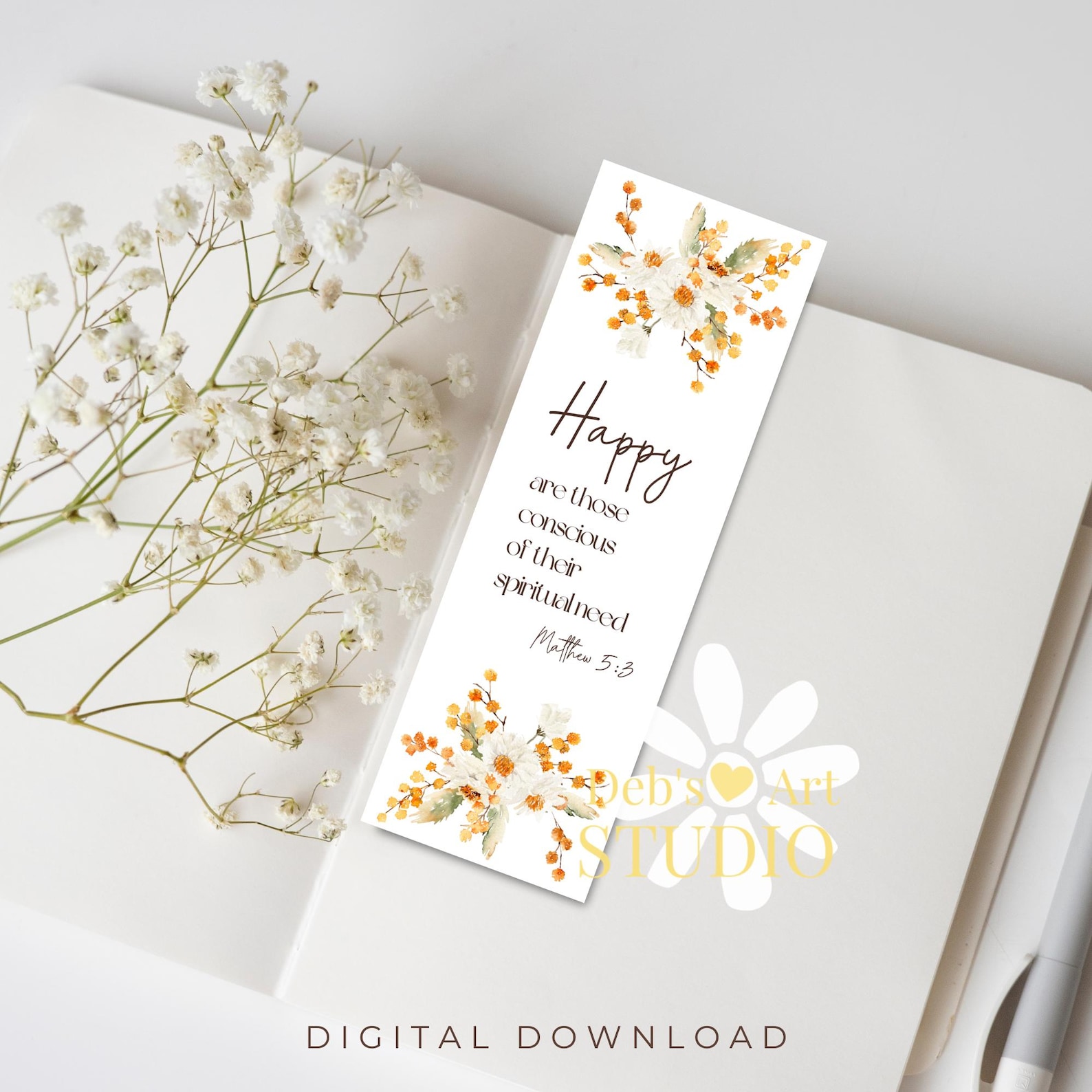 Bookmark Printable 2026 Year Text Matthew 5:3 Bible Verse JW Gifts ...