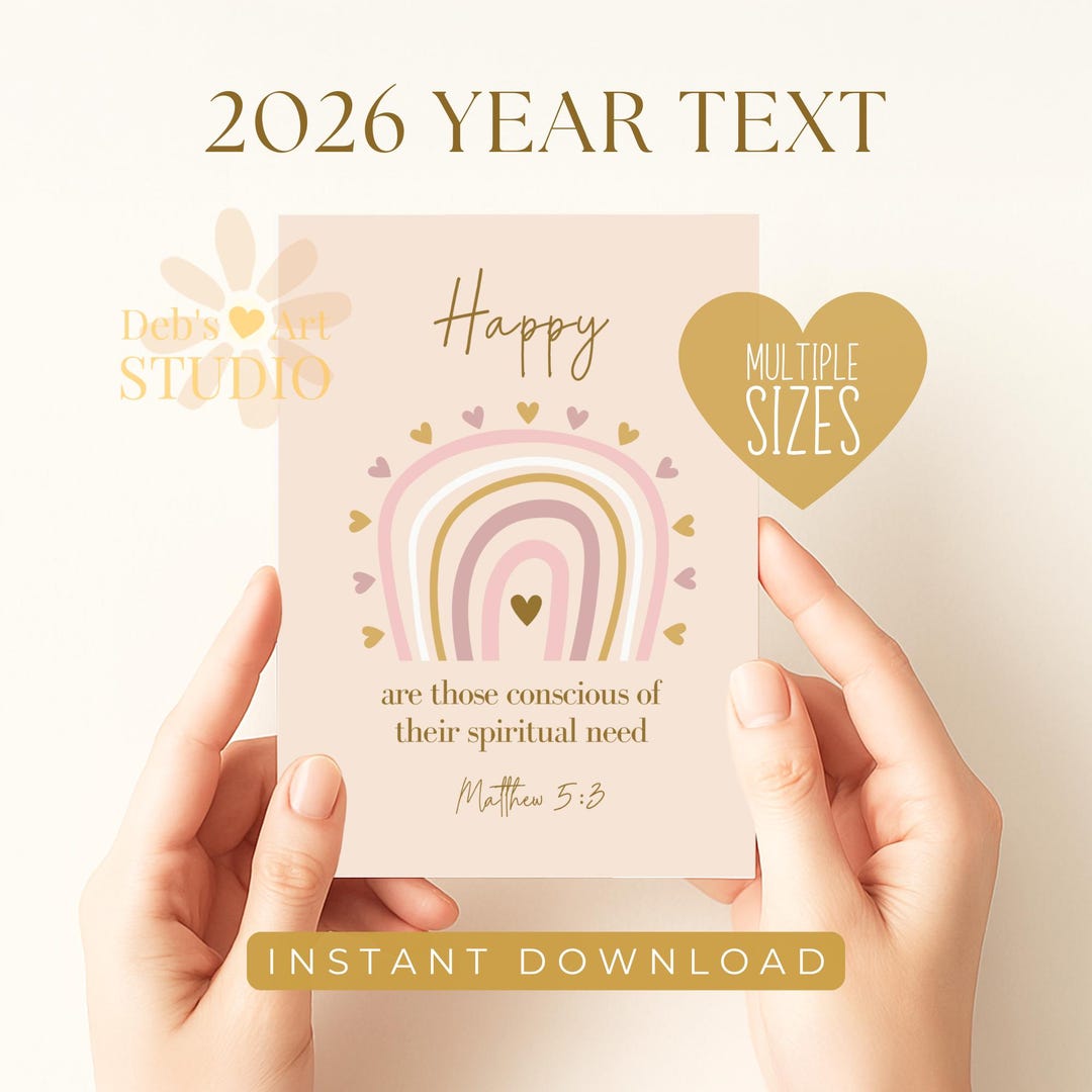 2026 JW Year Text Greeting Cards | Matthew 5:3 | Love Heart (digital ...