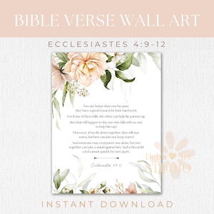 Versetti della Bibbia Wall Art Ecclesiaste 4:9-12 Christian Wall Art JW Gifts Wedding Anniversary Card Soft Floral Print