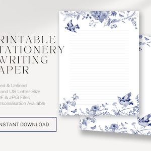 JW Letter Writing Paper | JW Printable | Letterheads | Blue & White Flowers