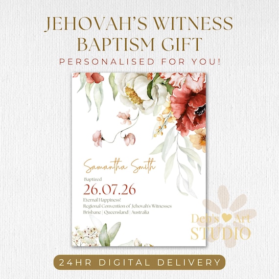 Jehovah’s Witness Baptism Gift, Personalised JW Baptism Keepsake, Custom Baptism Certificate, Pioneer Baptism Present Printable