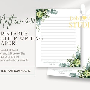 Mateo 6:10 Papel para escribir cartas JW / Membrete imprimible / Escritura de cartas / Escritura de cartas JW / Ideas de regalos JW / Hojas verdes