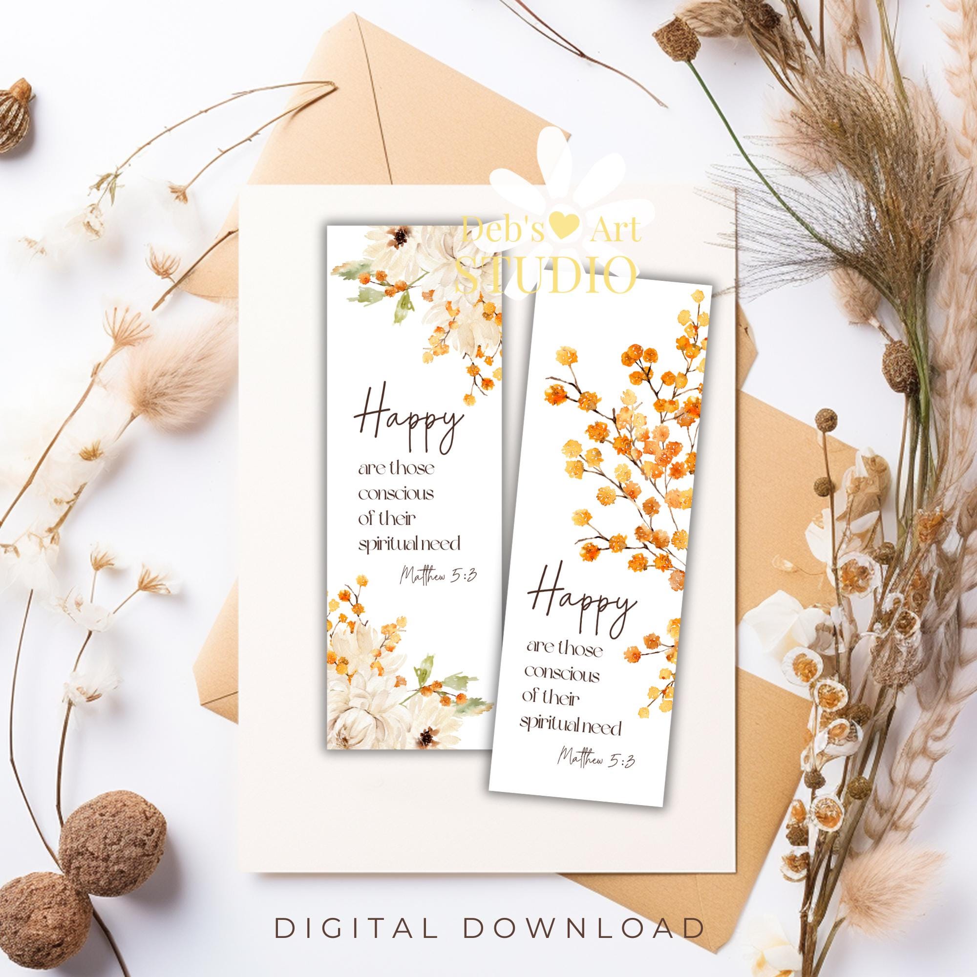 Bookmark Printable 2026 Year Text Matthew 5:3 Bible Verse JW Gifts ...