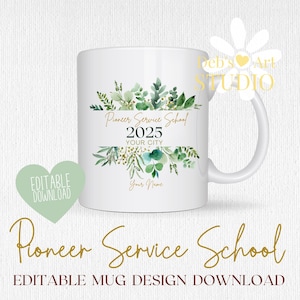 Tazza Pioneer School 2025 Design - Regalo personalizzato / JW Pioneer Gifts / Foglie verdi / JW Gifts Testimoni di Geova