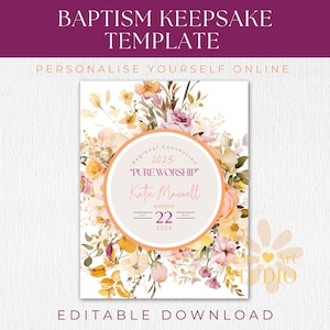 JW Doopcadeau Doopselafdruksjabloon voor Jehovah's Getuigen Doop aandenken | Zonneschijnboeket | Aanpasbare kunst aan de muur print