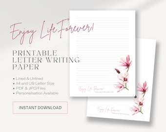 Enjoy Life Forever, JW Letter Writing Paper | JW Letter Writing | Jehovah's Witnesses | JW Printable | Letterheads | Pink Magnolias