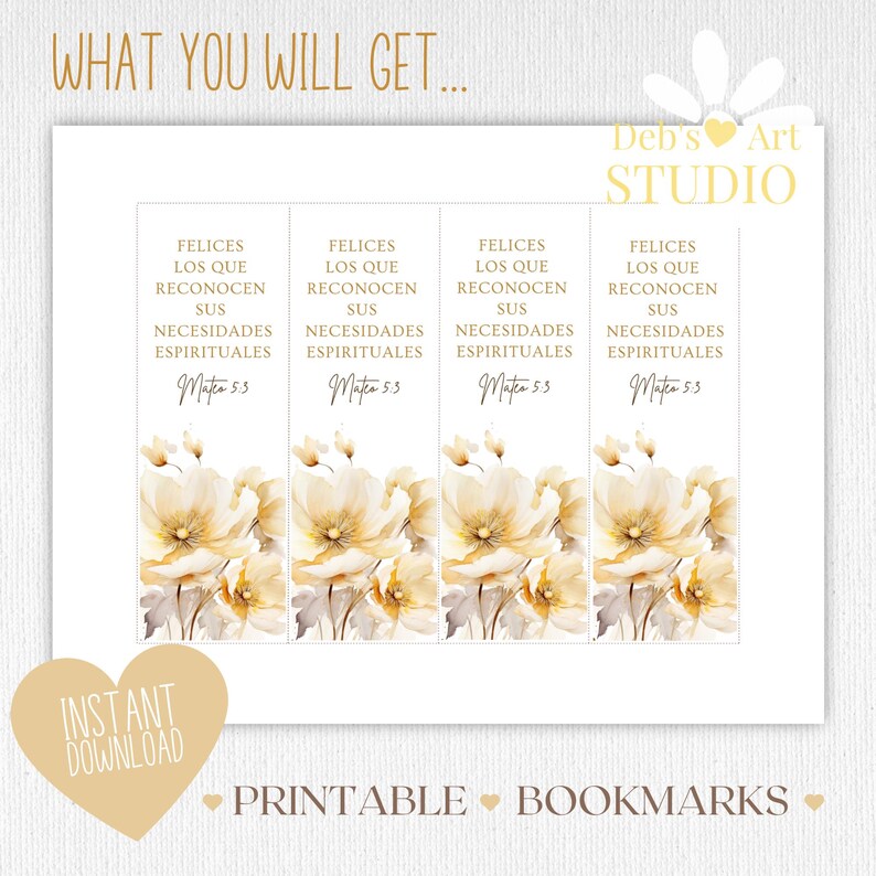 Bookmark Printable 2026 Year Text Matthew 5:3 Bible Verse Spanish JW ...