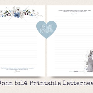 JW Letter Writing Paper | 1 John 5:14 | JW Letter Writing | Jehovah's Witnesses | JW Printable | Winter Flowers & Rabbit Letterhead