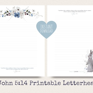Papel para escribir cartas JW / 1 Juan 5:14 / Escritura de cartas JW / Testigos de Jehová / JW imprimible / Flores de invierno y membrete de conejo