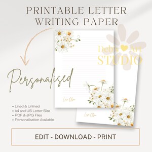 Plantilla editable de papelería personalizada / Papel de escritura de cartas JW / Escritura de cartas JW / JW imprimible digital / Daisy