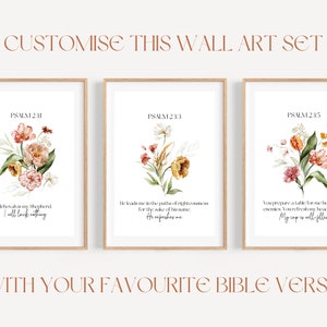 Custom Bible Verse Wall Art | Christian Farmhouse Decor | JW Pioneer Gifts | JW Baptism Gift | Botanical Dutch Flowers | Set of 3 Prints