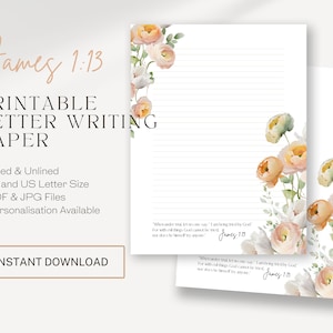 Santiago 1:13, Papel para escribir cartas JW / JW imprimible / Membretes / Amapolas de melocotón