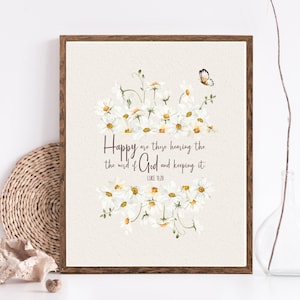 Felici sono coloro che ascoltano la parola di Dio / Luca 11:28 / Regalo JW / Decorazione da parete con versetto della Bibbia / Testimoni di Geova / Regalo pioniere / Decorazione da parete con margherita