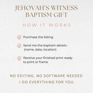 Jehovah’s Witness Baptism Gift, Personalised JW Baptism Keepsake, Custom Baptism Certificate, Pioneer Baptism Present Printable image 2
