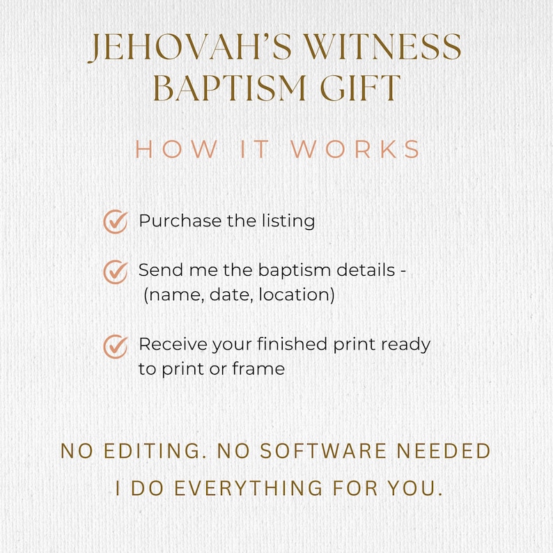 Jehovah’s Witness Baptism Gift, Personalised JW Baptism Keepsake, Custom Baptism Certificate, Pioneer Baptism Present Printable image 2
