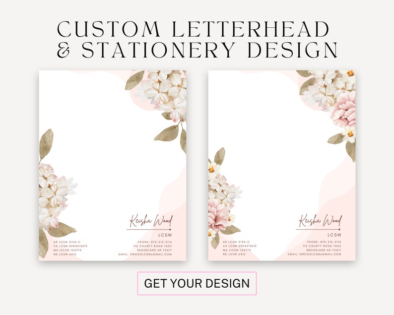 Lcsw Letter Head Custom Letterhead Design: Personalized Business Stationery (digital ...