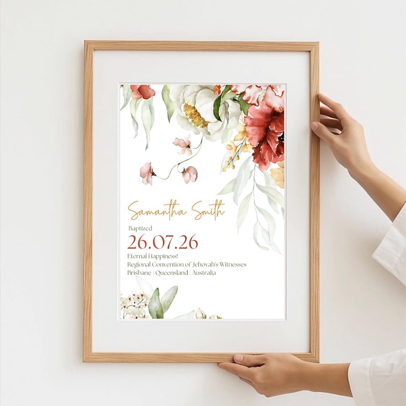 Jehovah’s Witness Baptism Gift, Personalised JW Baptism Keepsake, Custom Baptism Certificate, Pioneer Baptism Present Printable image 3