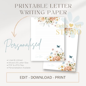 Plantilla editable de papelería personalizada / Papel para escribir cartas de los Testigos de Jehová / Escritura de cartas de los Testigos de Jehová / Papel digital imprimible de los Testigos de Jehová / Papel para escribir con mariposas