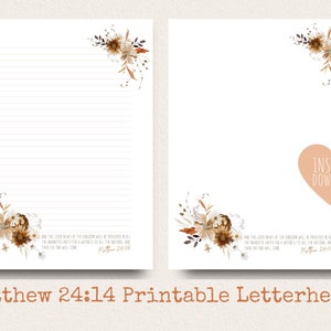 Matthew 24:14 JW Letter Writing Paper | JW Letter Writing | Jehovah's Witnesses | JW Printable | Letterheads | Dried Autumn Flowers