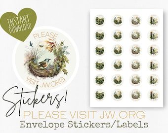 Please Visit jw.org | Envelope Stickers | Forest Birds | JW Letter Writing | Jehovah&#39;s Witnesses | JW Stickers | JW Printable
