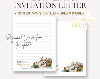 Lettera di invito alla Convention dei Testimoni di Geova 2026 stampabile, Carta per scrivere lettere sulla felicità eterna, Modello di lettera del ministero dei Testimoni di Geova A4 US