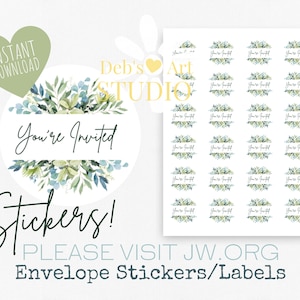 Memorial Invitation | Envelope Stickers | 2023 Memorial | JW Letter Writing | Jehovah's Witnesses | JW Printable | Eucalyptus Leaves