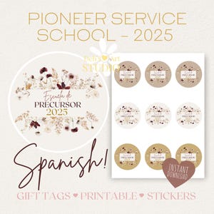 Etiquette cadeau Pioneer, autocollants École pionnière espagnole 2025 JW Gifts Stickers JW Fleurs sauvages bohèmes