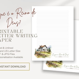 Reino de Dios, Papel para escribir cartas JW - Portugués / Campaña especial 2023 / Imprimible JW / Paisaje de montaña