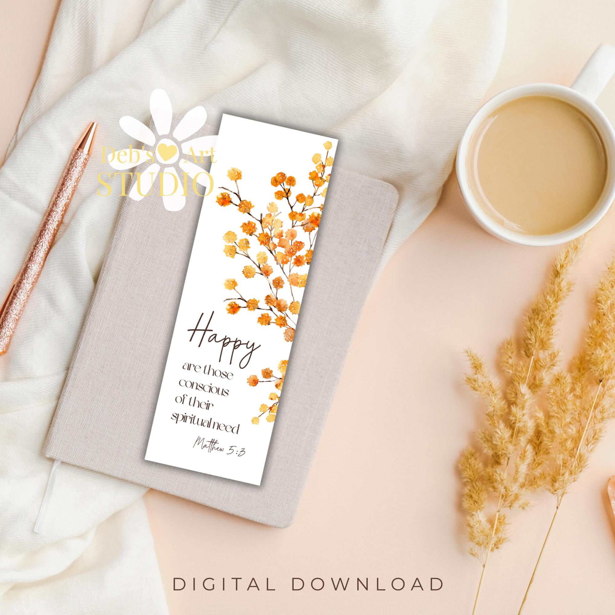 Bookmark Printable 2026 Year Text Matthew 5:3 Bible Verse JW Gifts ...