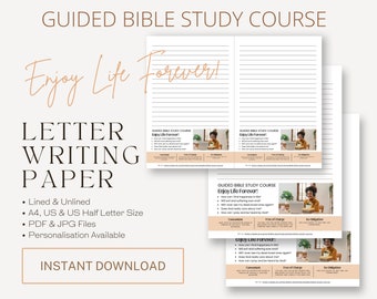 Geführter Bibelstudienkurs: Genieße das Leben für immer! JW-Briefpapier | Druckbarer Briefkopf | Briefe schreiben | Schreiben von Briefen der Zeugen Jehovas