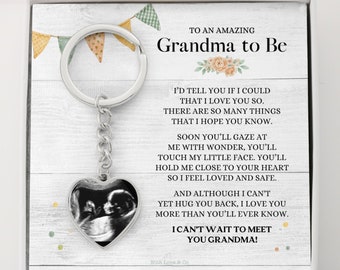 Grandma To Be Sonogram Keychain - Baby Announcement Gift, New Grandmother Announcement Necklace, Grandma Pregnancy Announcement,