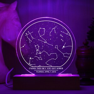 Sobriety Gift For Him Star Map Acrylic Plaque, Recovery Gift, Addiction Recovery 1 Year Sober Gift, Sober Anniversary, Gift AA NA