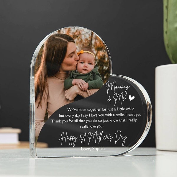 1er cadre photo en acrylique pour la fête des mères, premier cadeau de fête des mères de bébé, notre premier poème de fête des mères, premier cadeau personnalisé pour la fête des mères 2024