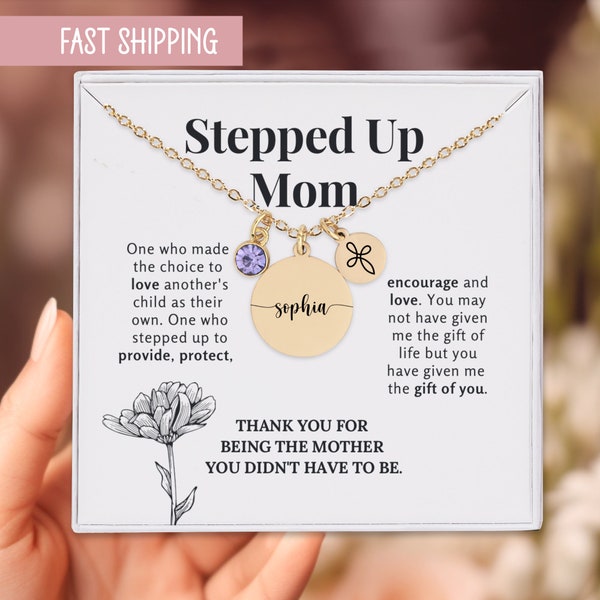 Stepped Up Mom, Mothers Day Gift for Stepmom, Bonus Mom Necklace, Stepmother, Second Mama, Chosen Mom, Birthday Gift