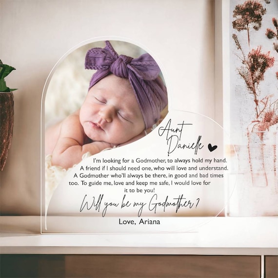 Godmother Or Godfather proposal gift, Acrylic Photo Frame, Will You Be My Godfather, Godfather Godmother Picture Frame, Godparents Proposal