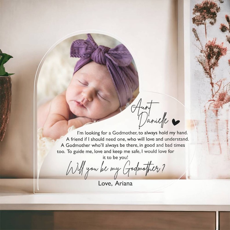 Cadeau de proposition pour une marraine ou un parrain, cadre photo acrylique, seras-tu mon parrain, cadre photo parrain et marraine, proposition des parrains et marraines Godmother