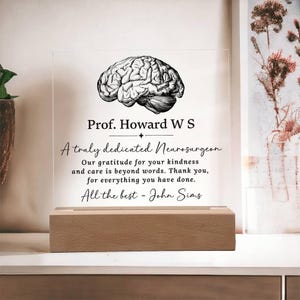 Personalized Neurosurgeon Gift, Neuro Nurse, Neurology Retirement Anatomy Brain Gift, Neuroscience Graduation Gift